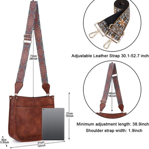 Crossbody Bag Women Vegan Leather Hobo Handbag Trendy Crossbody Shoulder Bag Pur - Picture 4 of 9